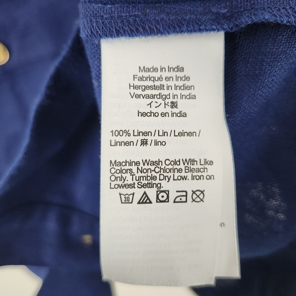 J. Crew 100% Linen Navy Blue Button-Up Short Sleeve Pocket Dress Size 8 NWOT - Picture 11 of 13